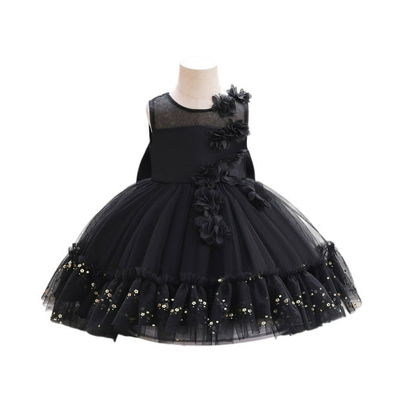 Girls Elegant Sleeveless Flower Applique Tulle Dress for Parties Weddings Birthdays and Special Occasions Comfortable Fit