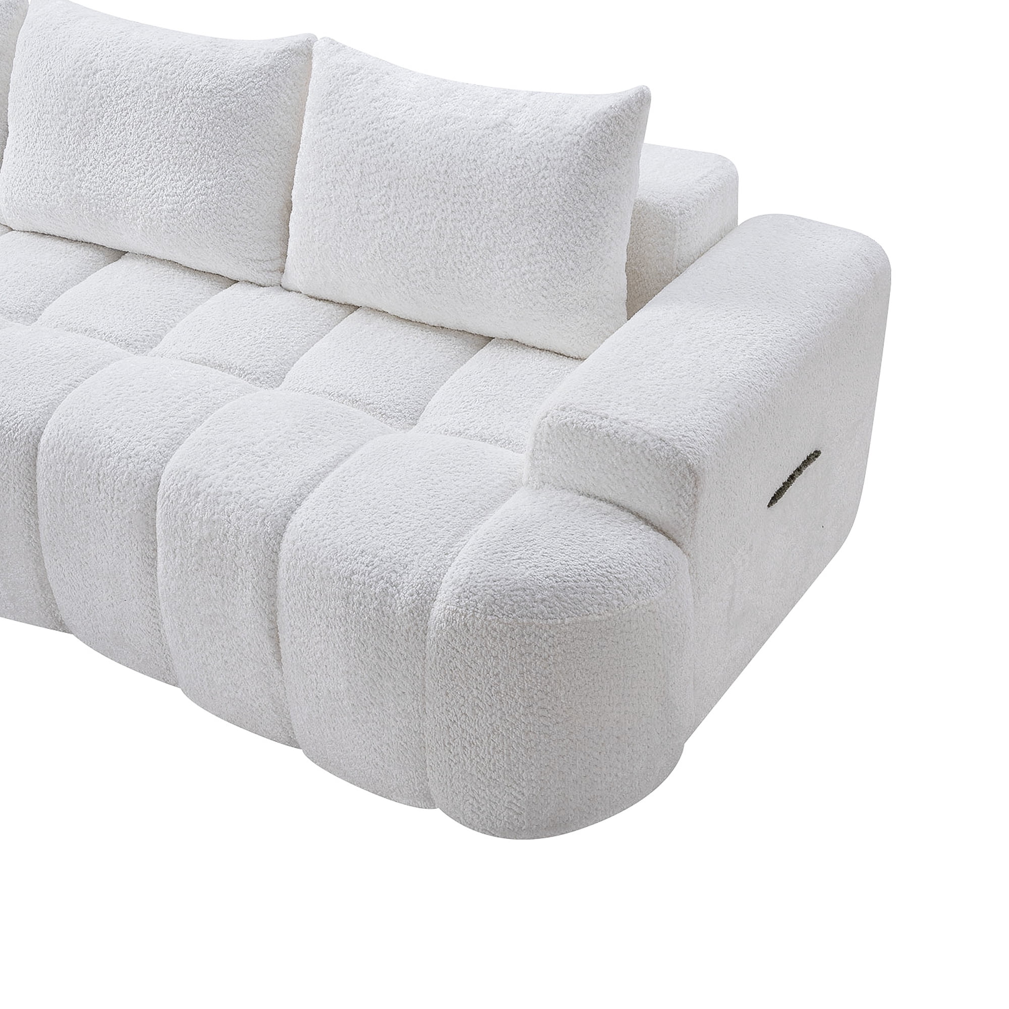 Aukfa 100" Oversized Boucle Cloud Sofa Deep Seat Boneless Couch with Curved Front for Living Room, Cream
