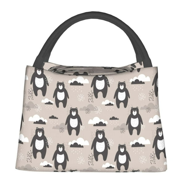 Easygdp Cartoon Bear Brown Bolsa de Almuerzo Insulada Reutilizable, Bolsa de Mano y Bandolera para Oficina, Trabajo, Viajes