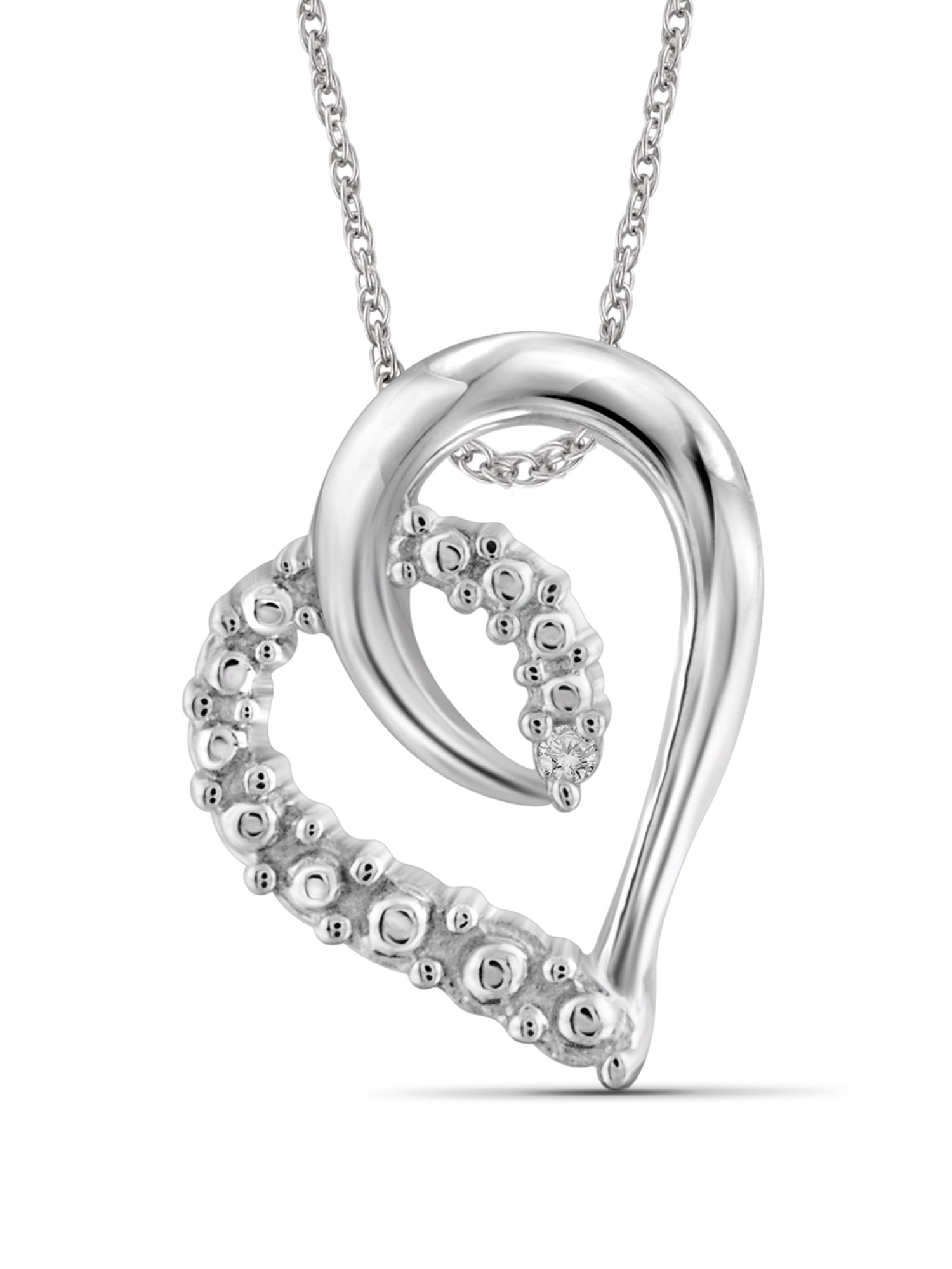 JewelersClub - JewelersClub White Diamond Accent Sterling Silver Heart ...
