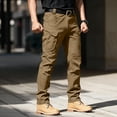 thumbnail image 2 of Cargo Pants Men Multi Pockets Straight Leg Tactical Work Trousers for Outdoor Hiking Construction Workwear Brown L, 2 of 8