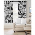 thumbnail image 2 of Paris Tower Blackout Curtains for Bedroom/Living Room, Thermal Insulated Kitchen Curtains, Vintage Architectural Hand-Painted Aesthetic Grommet Darkening Window Treatment Drapes 27.5"x39"x2, 2 of 8