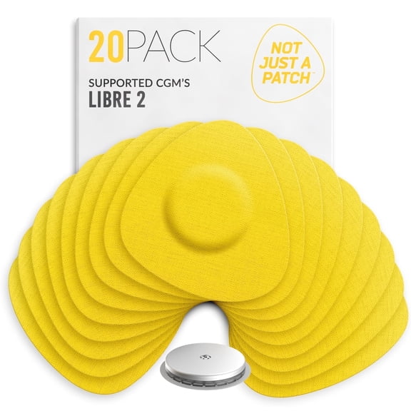Not Just a Patch Freestyle Libre 2 Sensor Covers – 20 Count Pre-Cut Lingo CGM Patches in Yellow