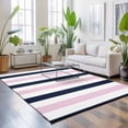 thumbnail image 3 of Area Rugs 4'x6'. Pink Navy Blue Striped Carpet Runner Indoor Outdoor Rugs Home Decor Aesthetic, Farmhouse Stripe Art Non Slip Mats Washable Accent Rug for Living Room Bedroom, 3 of 8