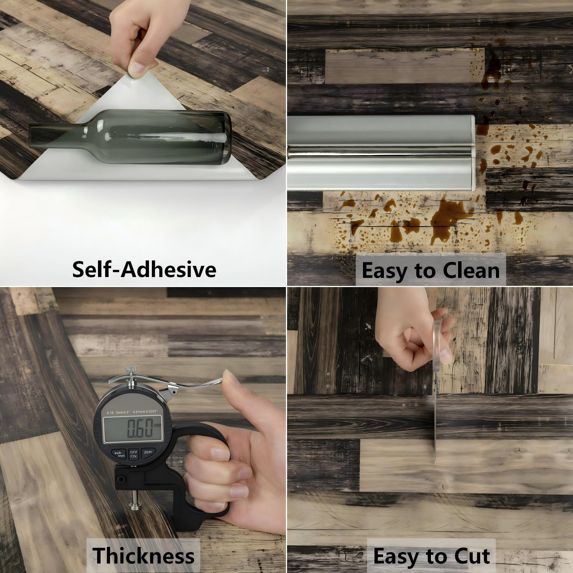 UMIGGEE Wood Grain Peel and Stick Vinyl Flooring Roll, 15.7-in x 118-in/12.8 Sq.Ft Self-Adhesive Vinyl Wood Grain Floor,Versatile Design for Any Space And Easy DIY Install Home Decor