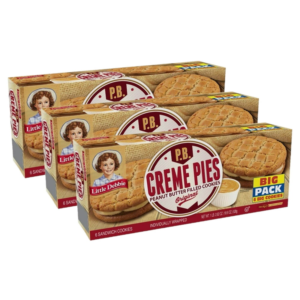 Little Debbie Peanut Butter Creme Pies, 3 Big Pack Boxes, 18