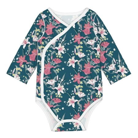 

Matuu Lilies Flowers for Baby Long-Sleeve Bodysuit Soft Cotton Comfortable and Breathable Perfect for Newborns and Infants