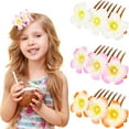 thumbnail image 2 of 3 peines hawaianos de 2 pulgadas para el cabello, pinzas para el cabello de perla de imitación de Plumeria hawaiana, horquillas de flores artificiales para mujeres, accesorios para el cabello de fiesta MFZFUKR CDWJ401, 2 of 6