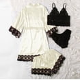 thumbnail image 4 of DPTALR Women Plus Size Lingerie Silk Robe Satin Bathrobe Four-piece Set Sleepwear Pajamas, 4 of 6