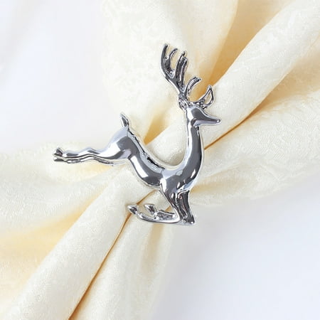 

Metal Christmas Deer Circle Wedding Party Decor Napkin Ring Hotel Towel Buckle Red Alloy