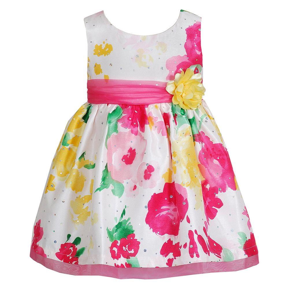 Youngland Girls 2t 4t Sleeveless Floral Sash Dress Pink 2t