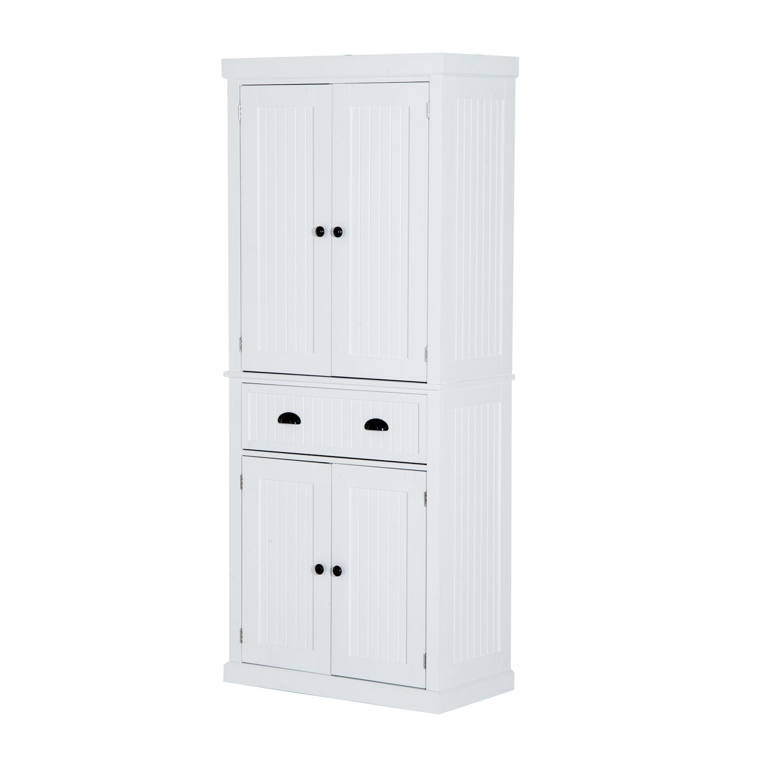 YOLENY Kitchen Pantry Elegant Colonial Design Cabinet Cupboard with 3 Adjustable Shelves and 1 Storage Drawer,White 72” Freestanding Storage Cabinets with Doors and Shelves