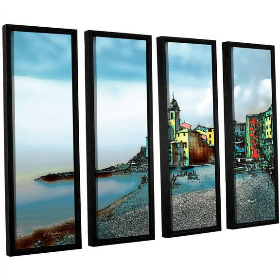 ArtWall Linda Parker "Camogli, Italy Beachside" 4-Piece Floater-framed Canvas Set