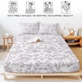 thumbnail image 5 of King Size Fitted Sheet Set - Spring Flower 3 Piece Bedding Sets 16" Deep Pocket Fitted Sheet with 2 Pillowcases, Vintage Farmhouse Light Purple Boho Leaf Brushed Microfiber Hotel Luxury Bed Sheets, 5 of 9