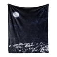 thumbnail image 1 of Night Soft Flannel Fleece Throw Blanket, Dark Night and White Daisies Fantasy Landscape Nature and Dreamlike Universe, Cozy Plush for Indoor and Outdoor Use, 50" x 70", Dark Blue White, by Ambesonne, 1 of 6