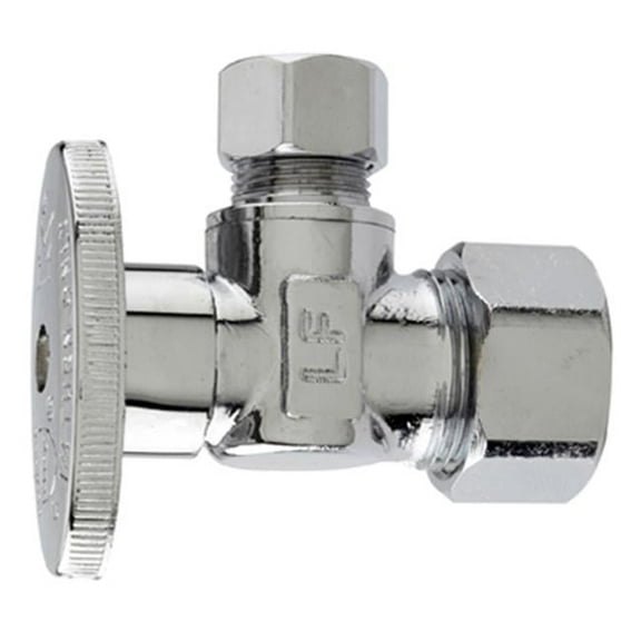 Master Plumber Angle Supply Stop Valve, Chrome. 5/8-In. O.D. Compression x 3/8-In. O.D. Compression