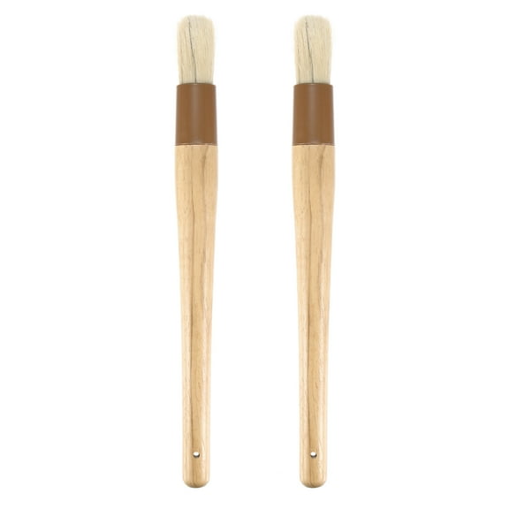 Uxcell 2-Pack Pastry Brush, Wooden Handle Natural Bristle Basting Round Brush for Cooking BBQ Oil Brush