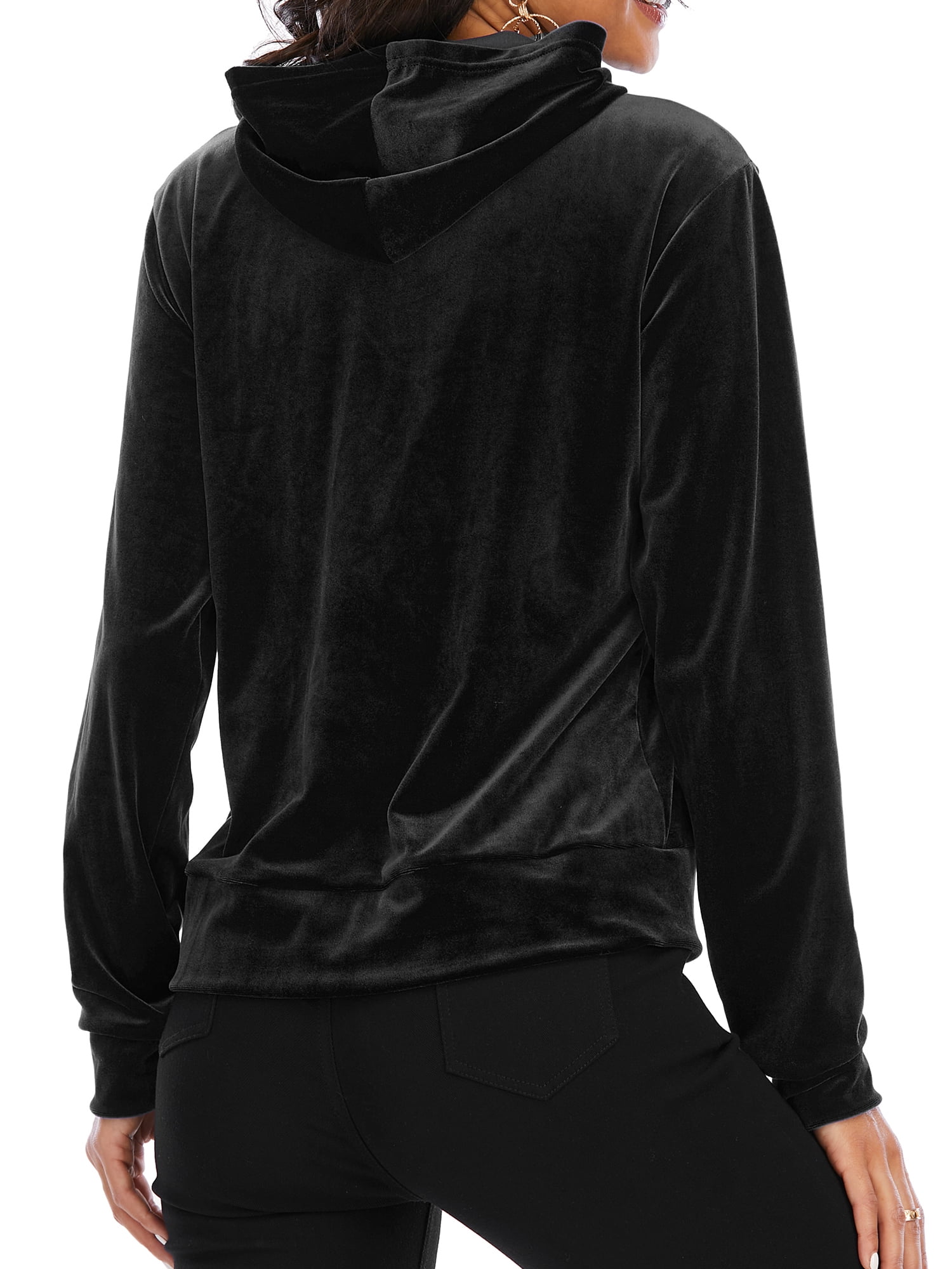 Black velvet online zip up hoodie