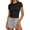 Black, variant on Slim Fitted T Shirts for Women Short Sleeve Ruched Crop Tops Summer Basic Tees, XS-XL