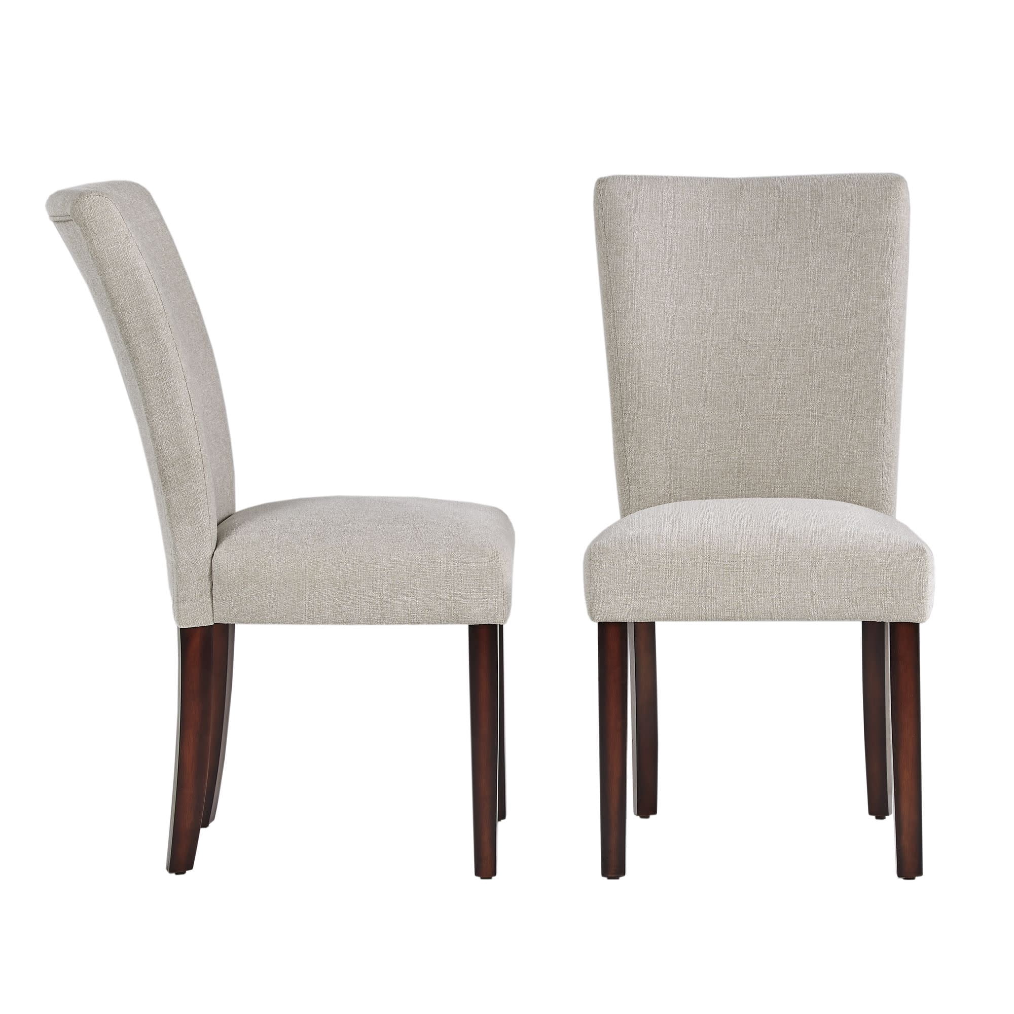 Weston Home Wingston Classic Upholstered Dining Side Chair, Beige/Espresso (Set of 2)