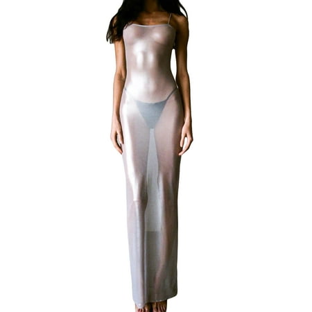 JBEELATE Women s See Through Cover Up Dress Summer Sheer Mesh Bikini Coverup Maxi Dress Beach Bathing Suit Sundress