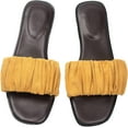 thumbnail image 5 of Womens Ruched Fabric Slide Sandals Open Toe Flat Sandals with Heel Cushion, 5 of 6