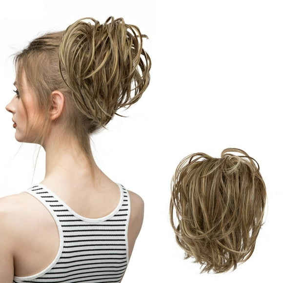 Mother'S Day Real Silk Wig, Messy Hair Bun Hair Pieces Curly Synthetic Updo Scrunchies Ponytail Extension for Women Black 1Pcs, Wig, Closure,Hair Bundles,Lace Frontal,Highlight Cap,Lace Front,Lace