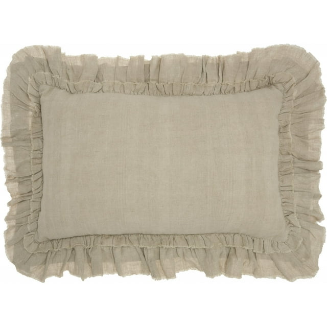 homeroots home decor 386192 Dainty Ruffle Edged Beige Lumbar Pillow