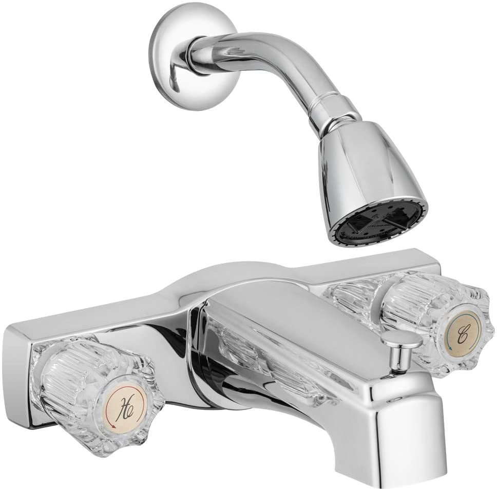 Dura Faucet Economical Tub & Shower Diverter & Shower Head Chrome