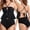 SwimwearA781-Black, variant on LEKWK Tankini Swimsuits for Women Tummy Control with Ruffle Trim High-Waisted Bottom Cross Back Haltered Top for Holiday Pool Party Beach Club Wear