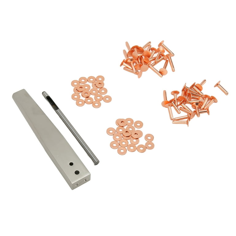 Copper Rivets with Setters, DIY Leather Craft Hand Made High Hardness  Copper Rivets Burrs Kit Resnce for Belt (Style C)