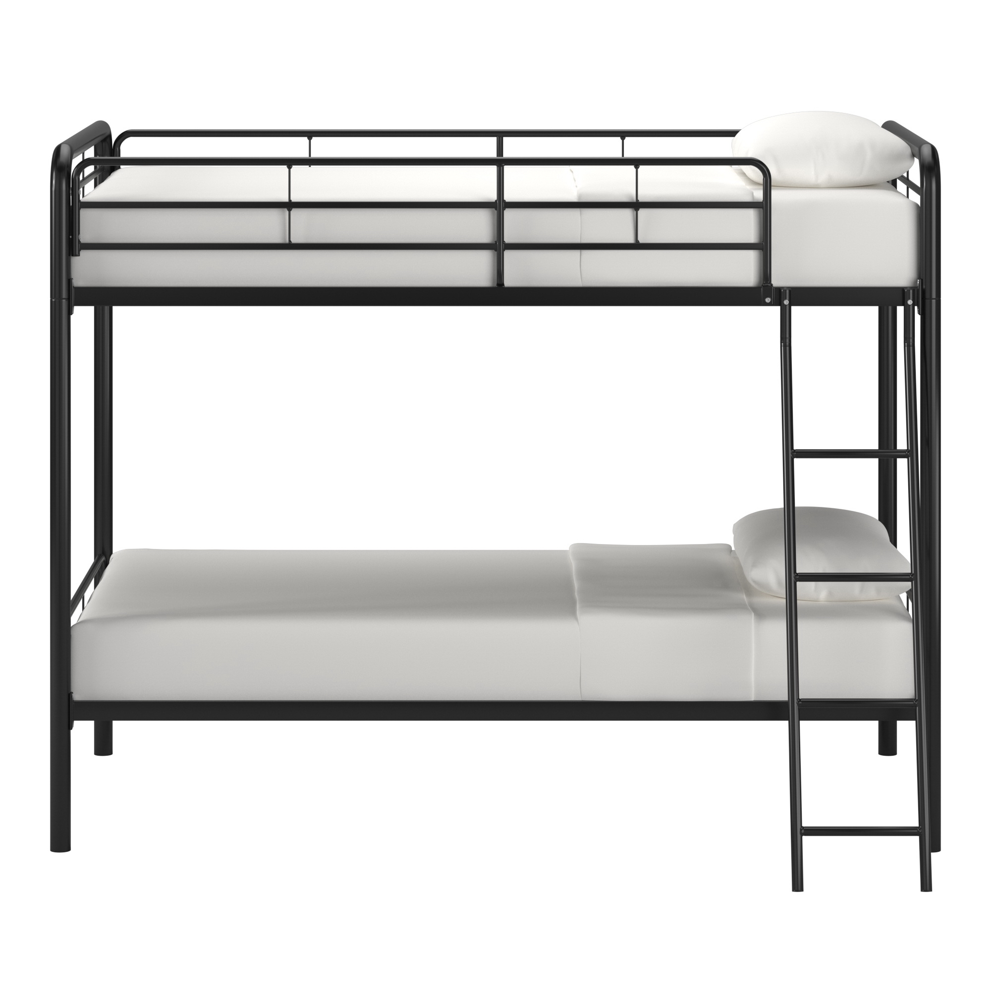 Chelsea Lane Elise Twin over Twin Modern Metal Bunk Bed with Ladder, Black