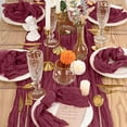 thumbnail image 7 of Gauze napkins, soft cotton wedding decoration party family daily use of bulk linen napkins - Dark wine red, 7 of 7