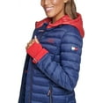 thumbnail image 3 of Tommy Hilfiger Womens Packable Hooded Puffer Jacket(Navy/Crimson, XL), 3 of 6