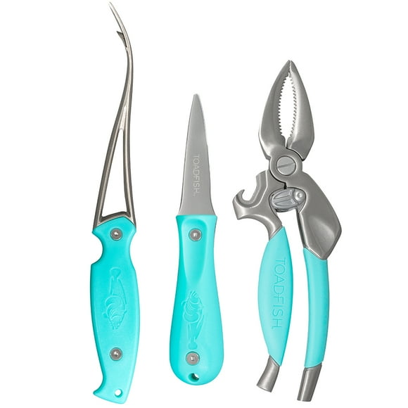 Toadfish TFCKCSET-TEAL 3 Piece Coastal Kitchen Collection Seafood Tools