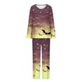 thumbnail image 4 of QIUOMBBP Pajama Sets for Women Long Sleeve Round Neck Tops and Pants Cute Graphic Halloween Lounge Sleepwear Set, Brown, XXL, 4 of 7