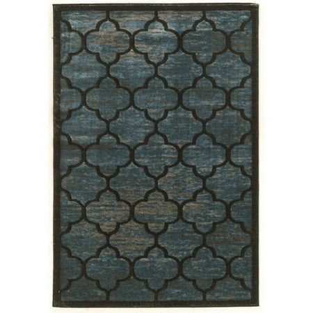 Linon Platinum Trellis 8' x 11' Rug in Blue Gray