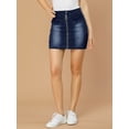 thumbnail image 2 of DARING DIVA Women's Denim Stretchy Zipper Front Bodycon Jean Skirt M Dark Blue, 2 of 7