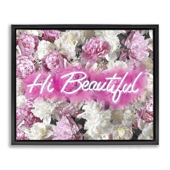 Stupell Industries Contemporary Hi Beautiful Florals Black Floating Frame Canvas Art, 21 x 17, by Madeline Blake