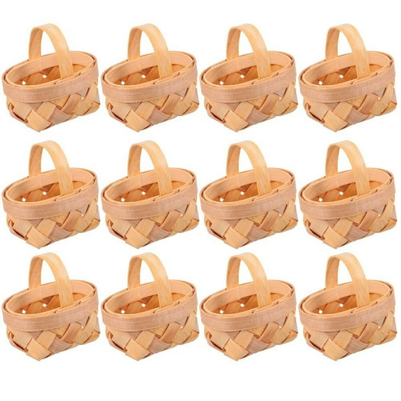 24Pcs Wood Chip Mini Baskets Manual Woven Baskets Ornaments Storage Box