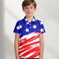 thumbnail image 2 of VNKIDY Boys Girls Kids 250 Years American Flag Print Polo Shirt Casual Short Sleeve Collared Button Closure Top For Independence Day Holiday Daily Wear White 7-8 Years, 2 of 5