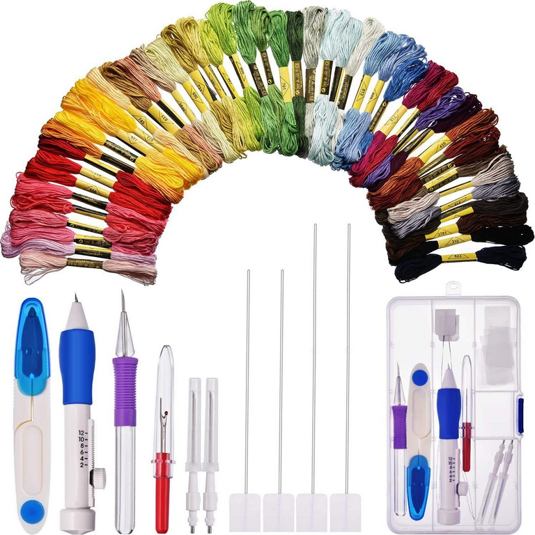 Embroidery String Kits,Cross Stitch Tools Kit,Punch Needle Embroidery Kit,Perfect for Making Friendship Bracelet Strings,Includes 108 Colors Thread