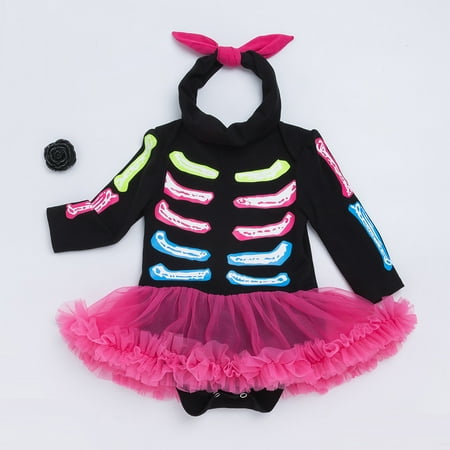 

SELONE Kids Overalls Toddler Clothing 0-24M Printed Long Sleeve Toddler Baby Girl Cotton Net Yarn Bones Bow Jumpsuit Kids Jumpsuits Toddler Rompers Everyday Wear Weddings to Holiday Parties Black 59