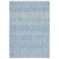 SAFAVIEH Courtyard Altan Geometric Indoor/Outdoor Area Rug, Grey/Navy, 6'7" x 9'6"