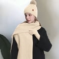 thumbnail image 4 of MEICHEN Women's Winter Thermal Three Piece Set Solid Color Coldproof Knitted Beanie Long Scarf and Gloves Warm Set, 4 of 6