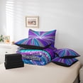 thumbnail image 2 of Glitter Galaxy Queen Size Comforter Sets - Bedding Sets 7 Pieces,Watercolor Striped Bed in a Bag Gradient Teal Blue Sliver Purple Stripes Bed Sets with Comforter,Sheets,Pillowcases & Shams, 2 of 5