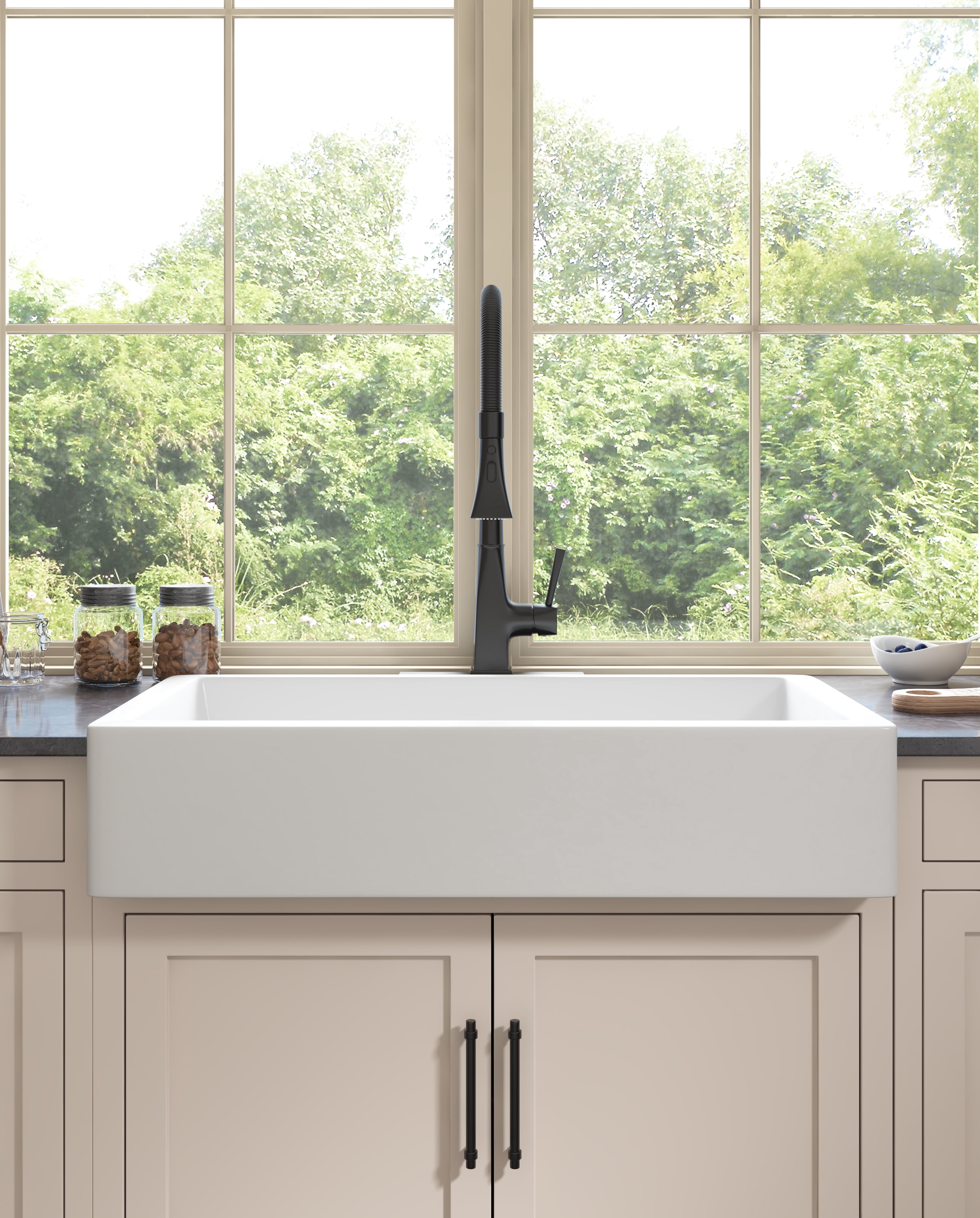 Izzovium Matte Black Kitchen Faucet with Pull Down Sprayer, 360° Swivel High Arc Stainless Steel Faucet, 2 Water Modes (Stream/Spray), Single Handle for Easy Temperature Control