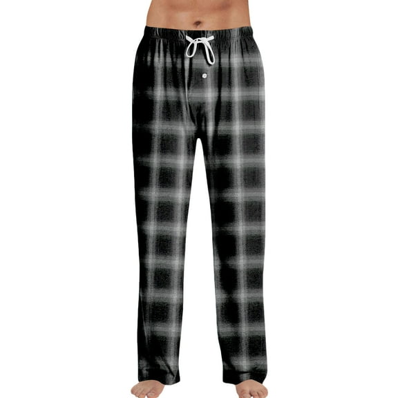 CharmCyan Mens Plaid Pajama Pants Soft Lightweight Lounge Sleepwear Bottoms Adjustable Drawstring Waist Comfortable Fit Nightwear Black L