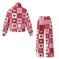 thumbnail image 5 of SCRAWLGOD Valentine's Day Decor Heart Love Plaid Print Red Pink Women's 2 Piece Outfits Long Sleeve Pullover Loose Fit Sweatshirt Wide Leg Pants with Pockets Turtleneck Sweatsuit Loungewear Set, XS, 5 of 7