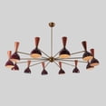 thumbnail image 2 of Large Stilnovo Style Twelve Arm 24 Lights Shade Sputnik Chandelier Light Fixture Mid Century Brass Chandelier, 2 of 4